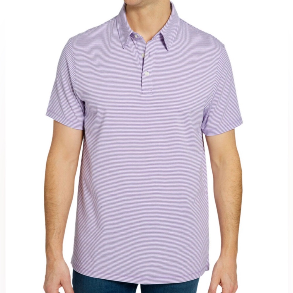 Members Mark Men’s Striped Cotton Polo, Violet Stripe, X-Large